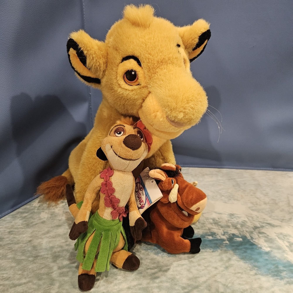 Disney Lion King Simba Timon Pumbaa‎ Plush Bundle Vintage Disney Store